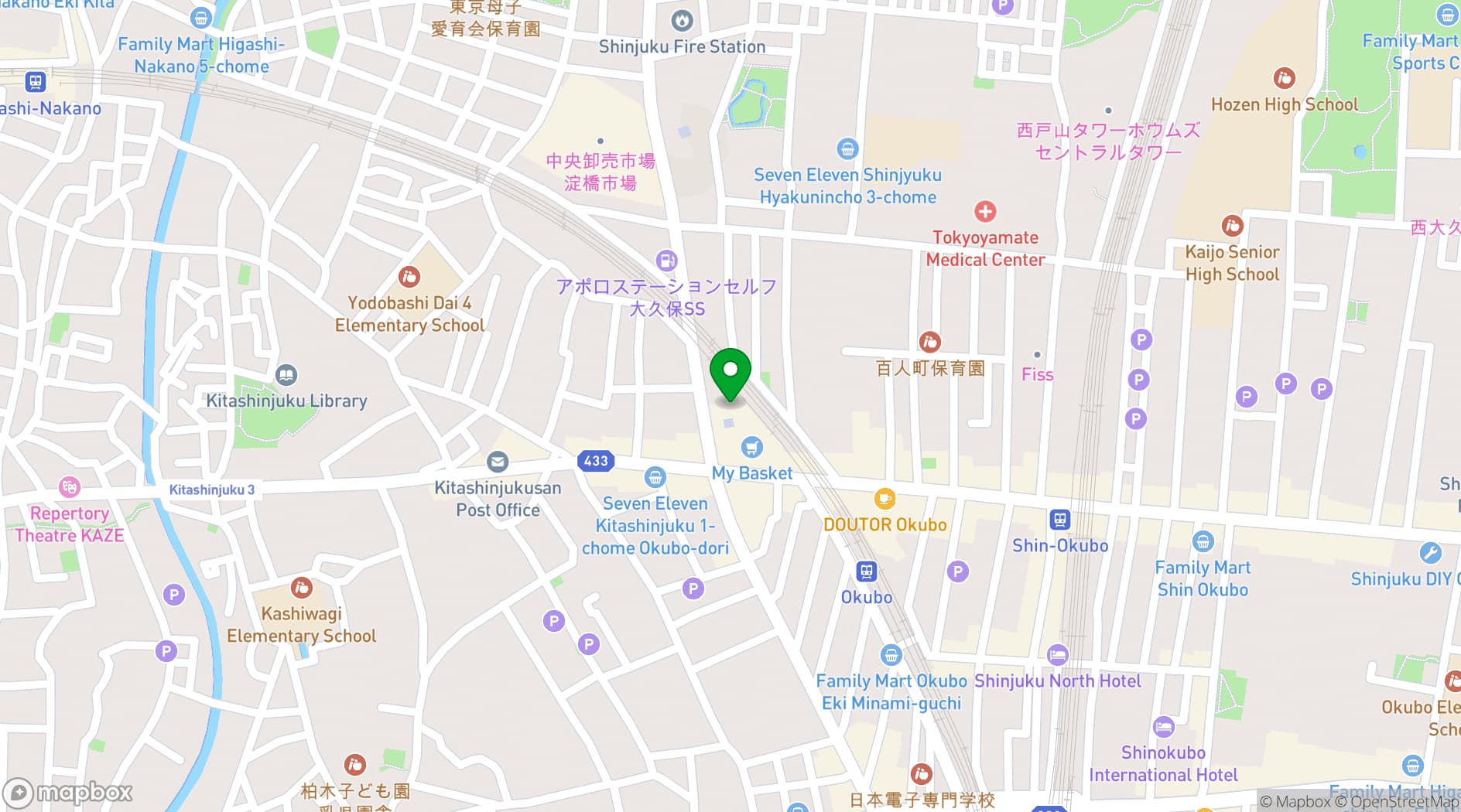 Map showing Hundred Stay Tokyo Shinjuku