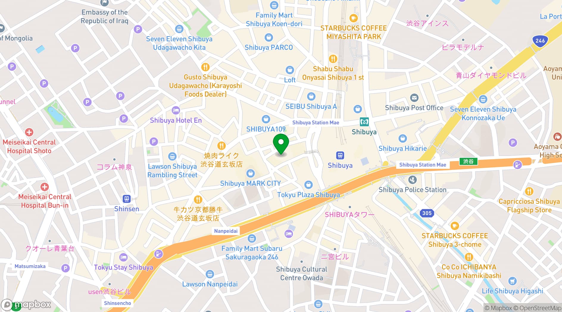 Map showing Shibuya Excel Hotel Tokyu