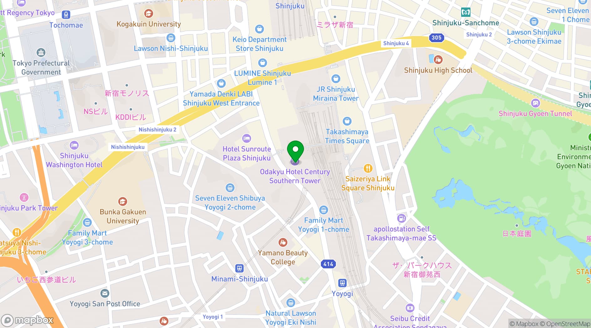 Map showing Southern Tower Dining