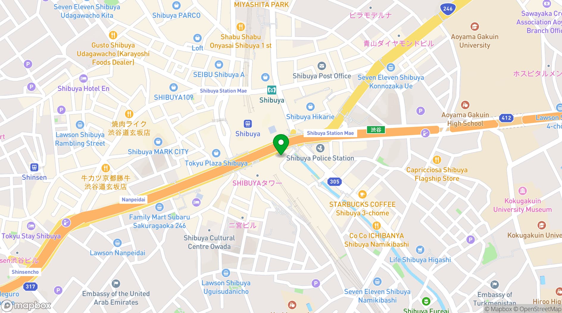 Map showing SHIBUYA STREAM Hall