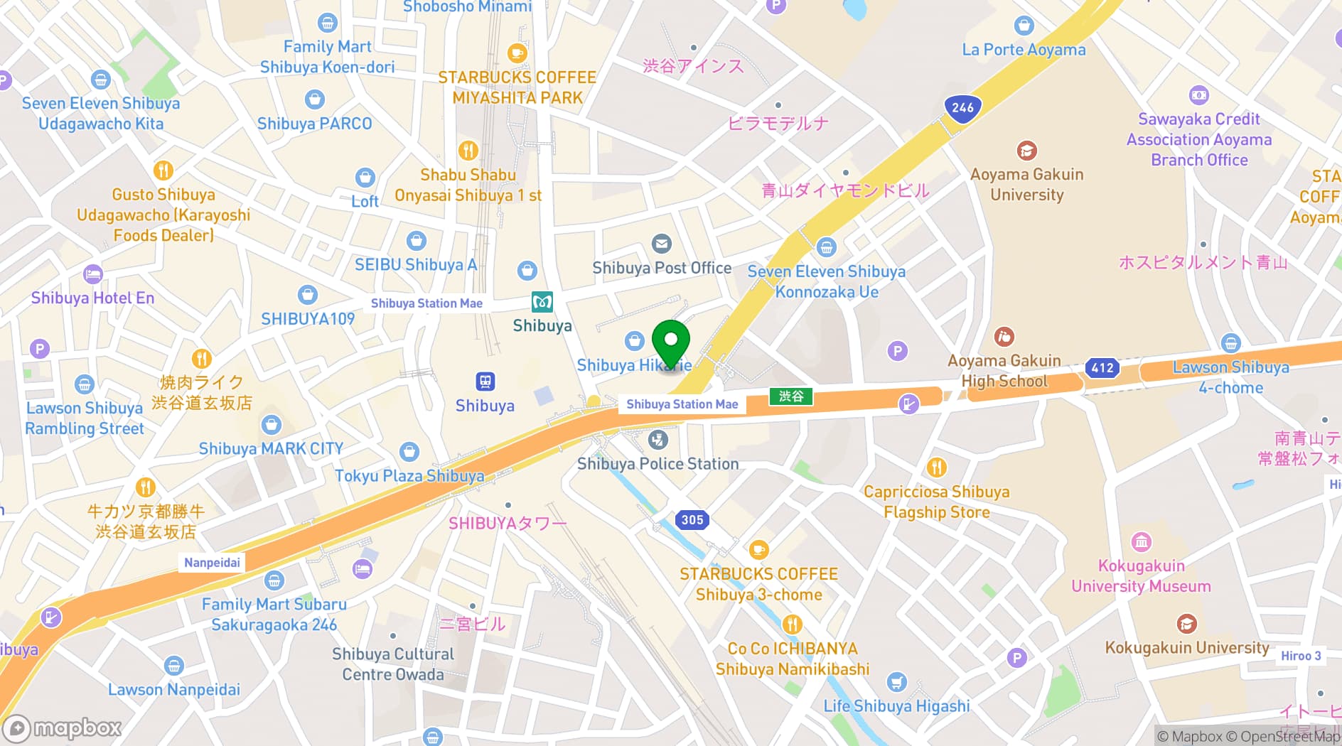 Map showing TKP Garden City Shibuya