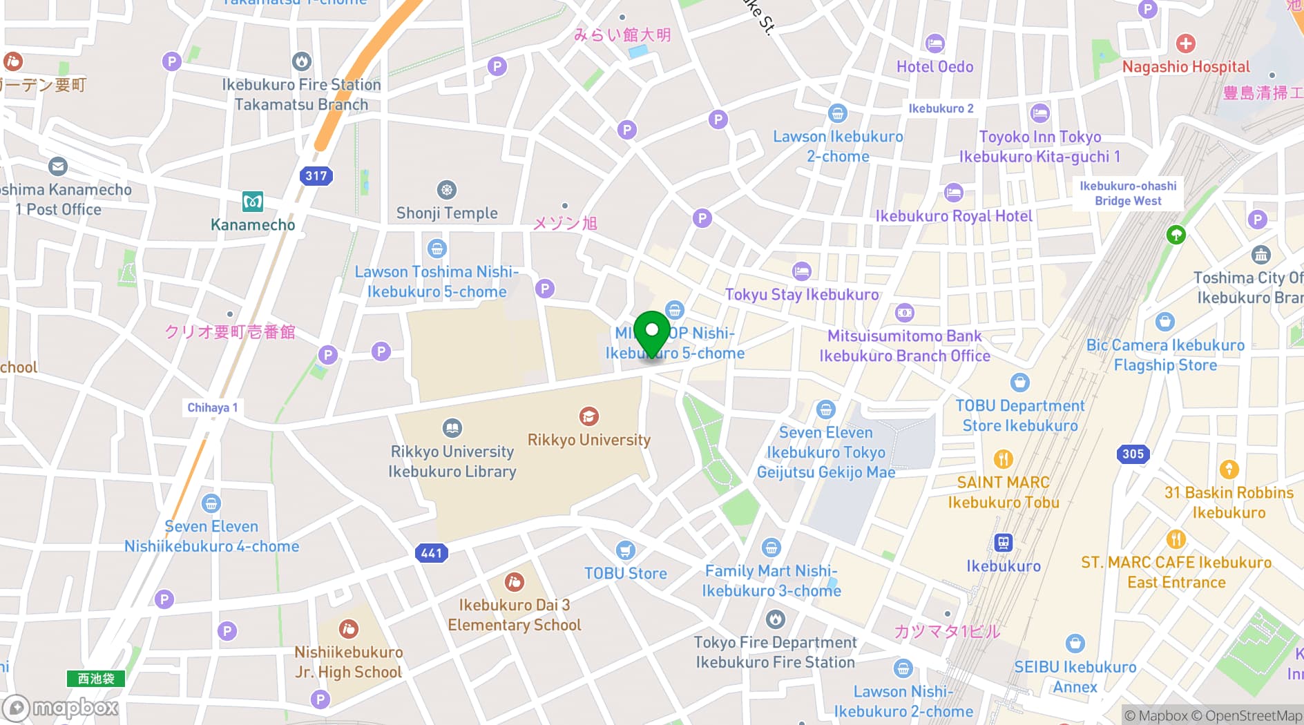 Map showing Riviera Tokyo