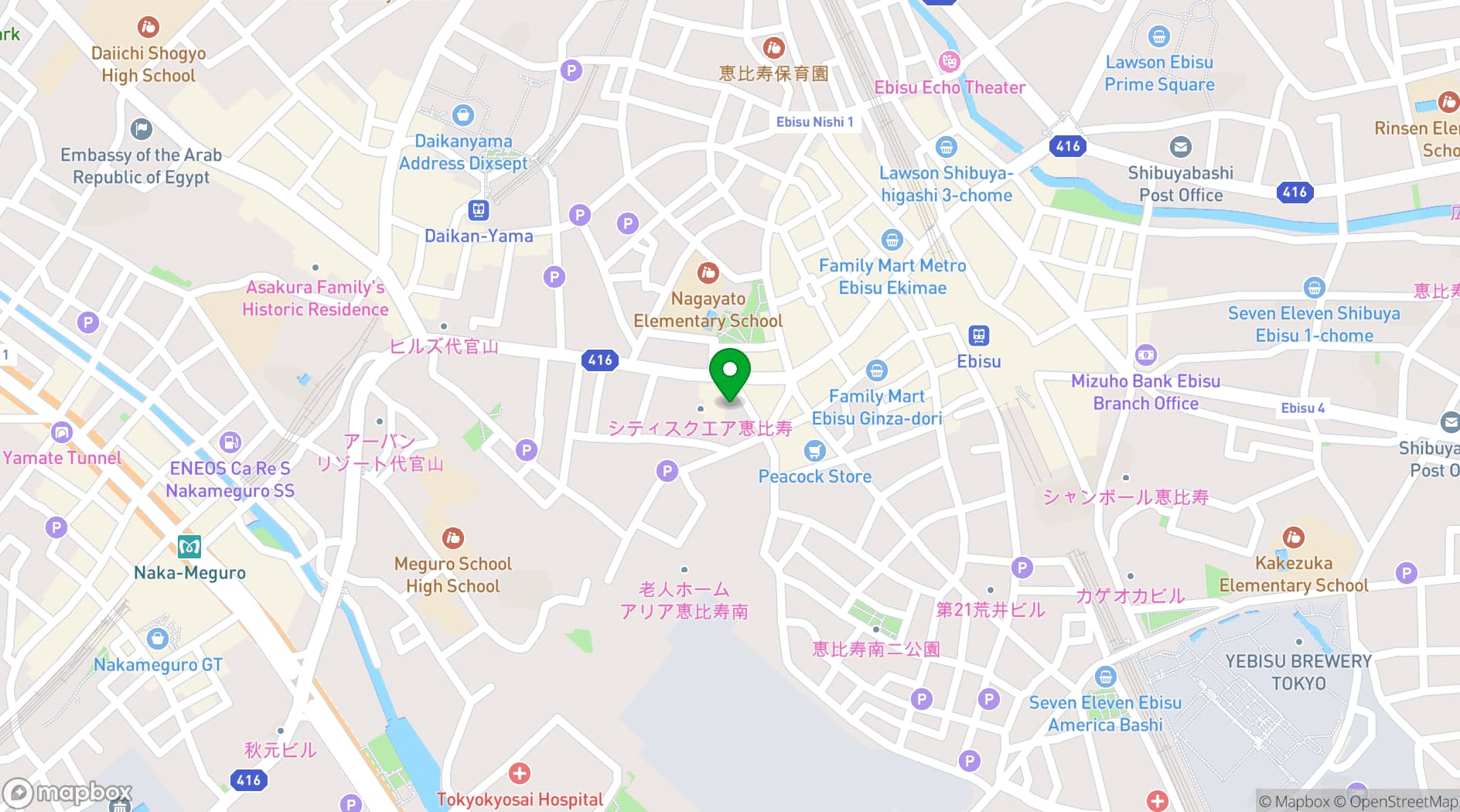 Map showing Ichigo Ebisu Green Glass