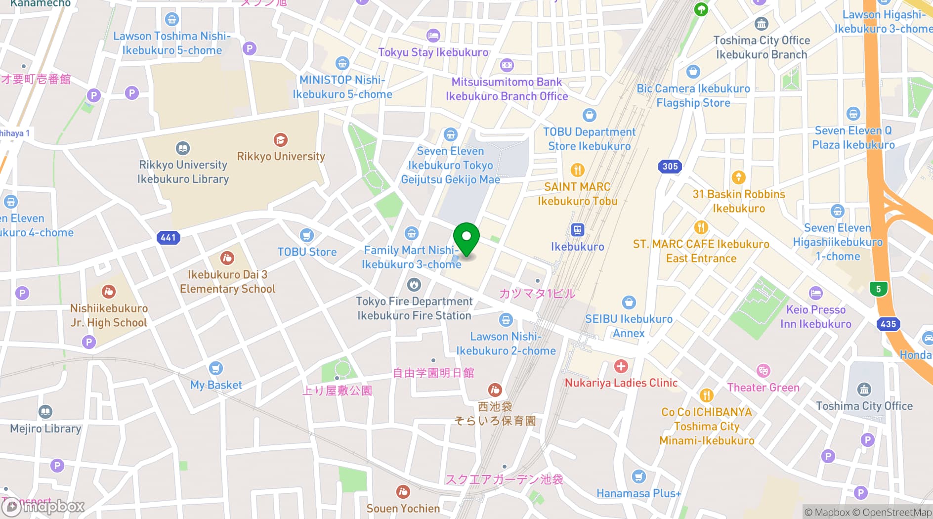 Map showing Hotel Metropolitan Ikebukuro