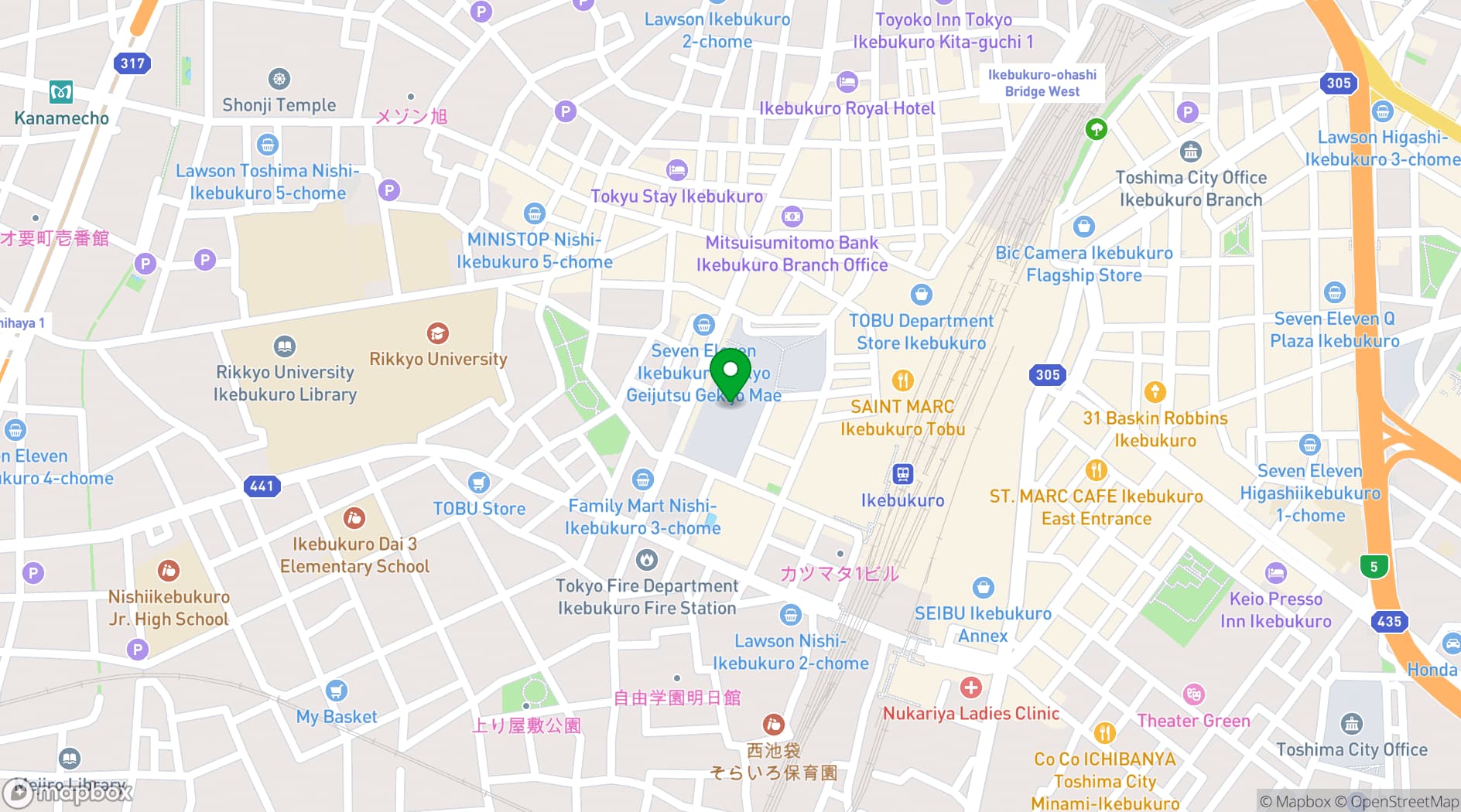 Map showing Tokyo Metropolitan Theatre