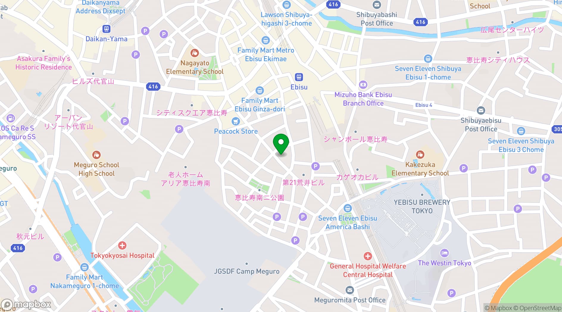 Map showing Ebisu Holic Hotel