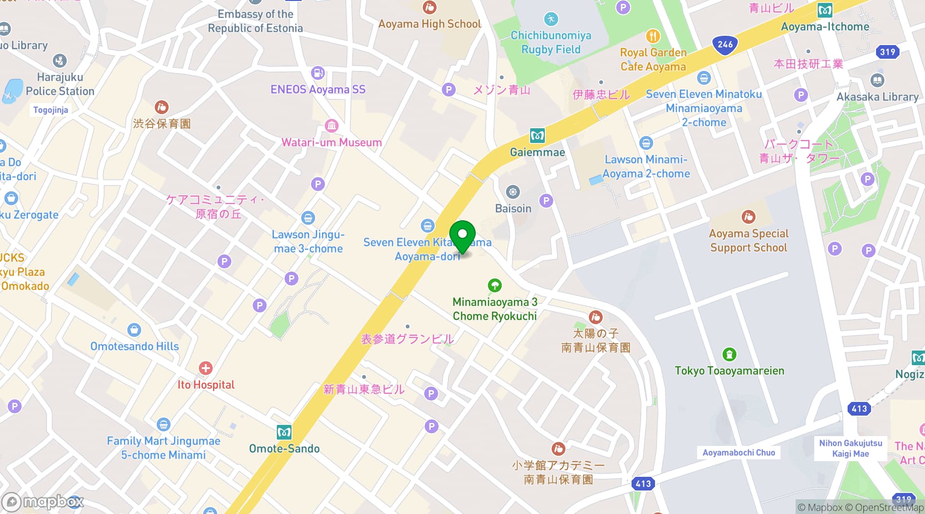 Map showing Grill&Wine Bar THE CARNE TOKYO