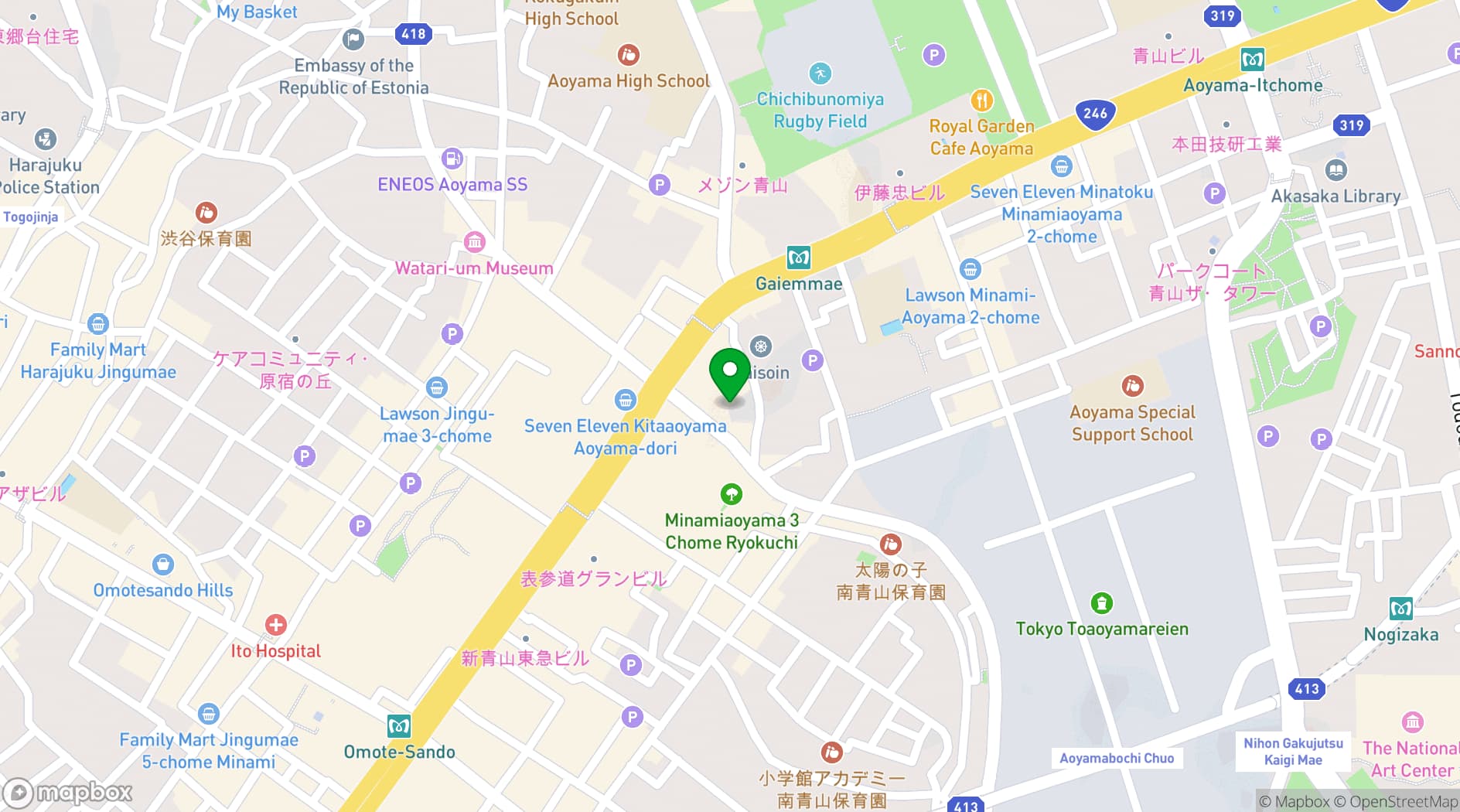 Map showing Tokyu Stay Aoyama Premier