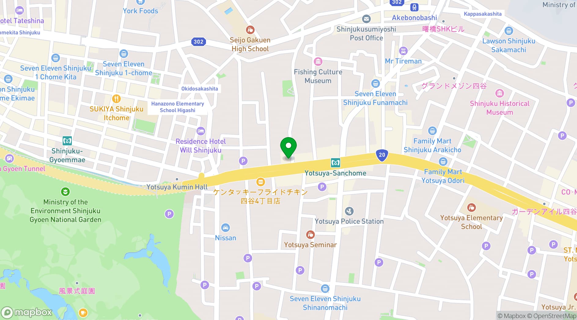 Map showing Hotel Wing International Premium Tokyo Yotsuya