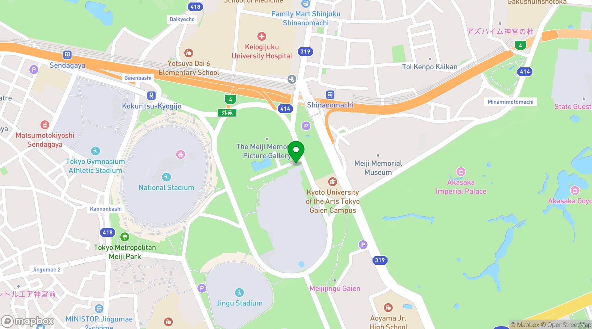 Map showing Meiji Kinenkan