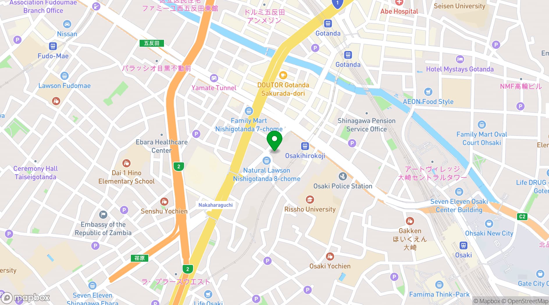 Map showing OMO5 Tokyo Gotanda