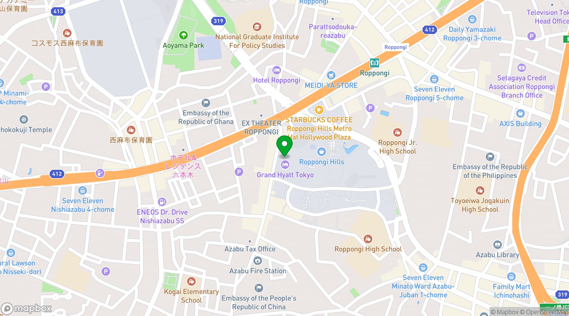Map showing Keyakizaka Private Dining Room