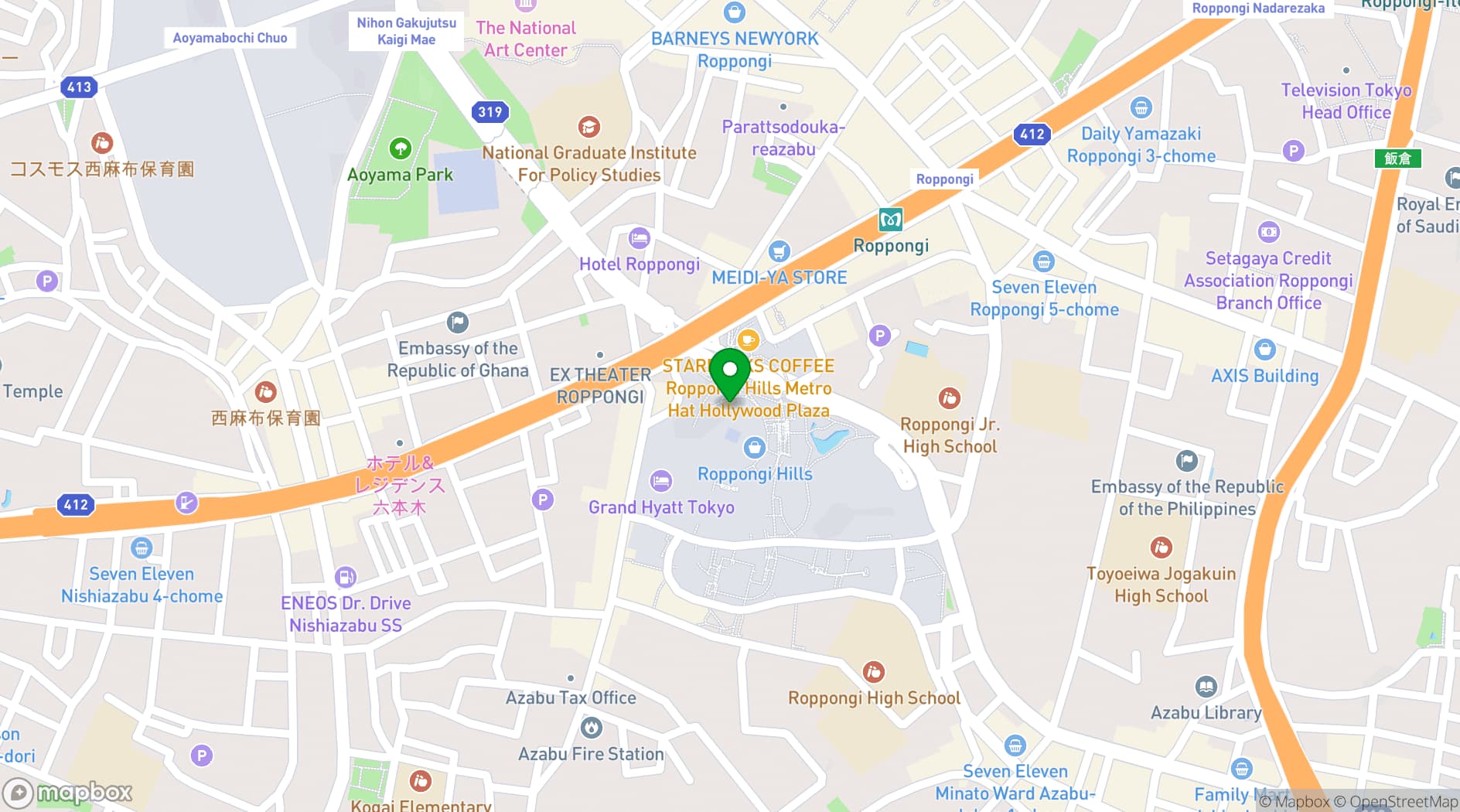 Map showing Roppongi Hills Club