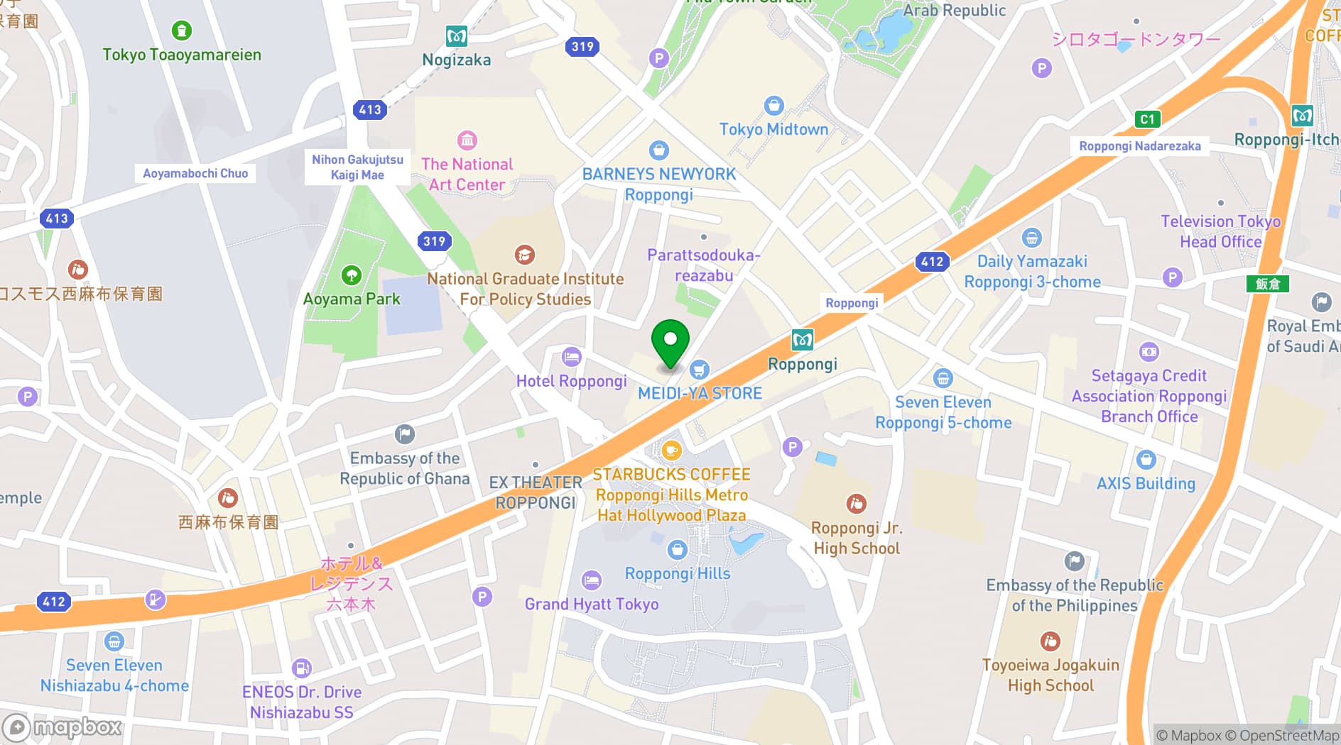 Map showing ACT HOTEL ROPPONGI
