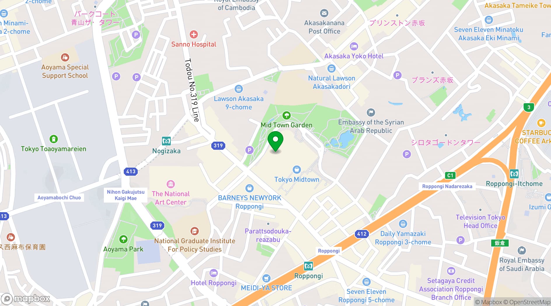Map showing Tokyo Midtown