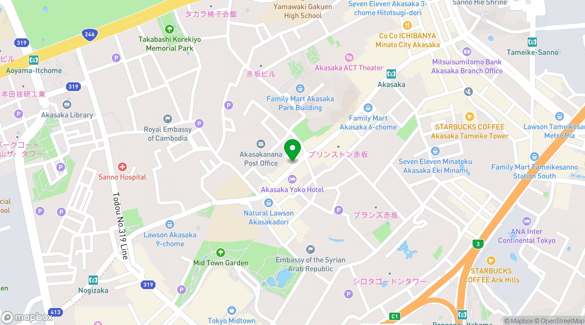 Map showing MIMARU Tokyo Akasaka