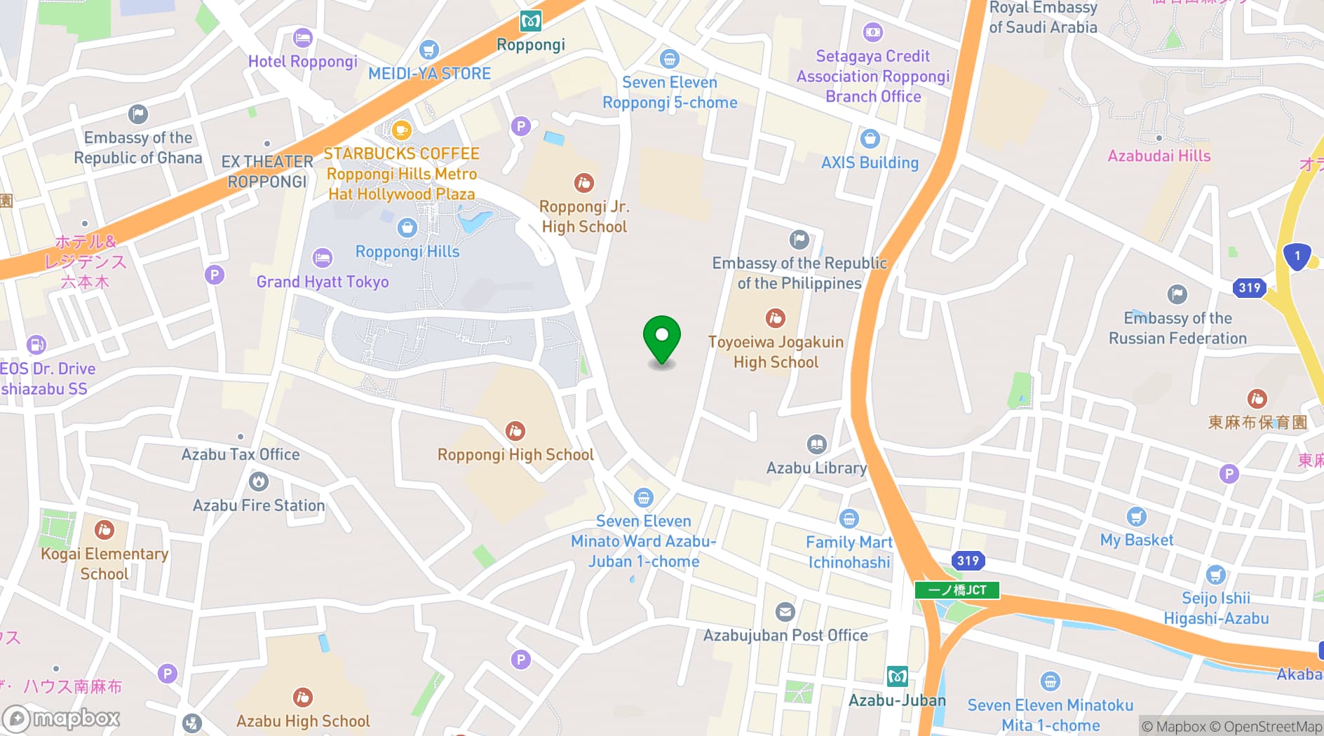 Map showing International House of Japan