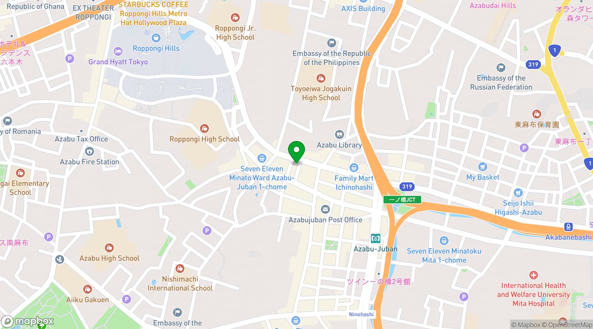 Map showing Tokyo Confidential