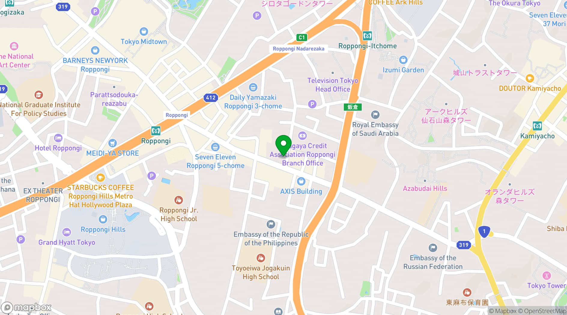 Map showing Mitsui Garden Hotel Roppongi Tokyo Premier