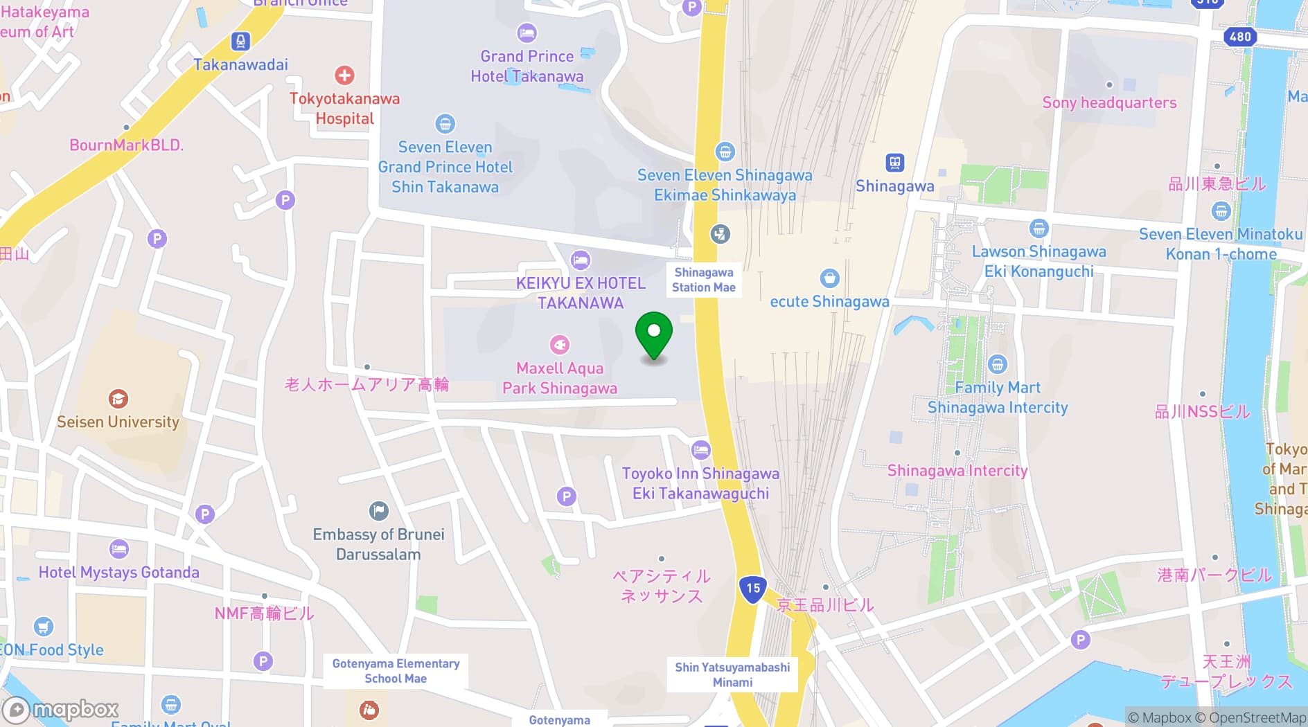 Map showing Shinagawa Prince Hotel N Tower