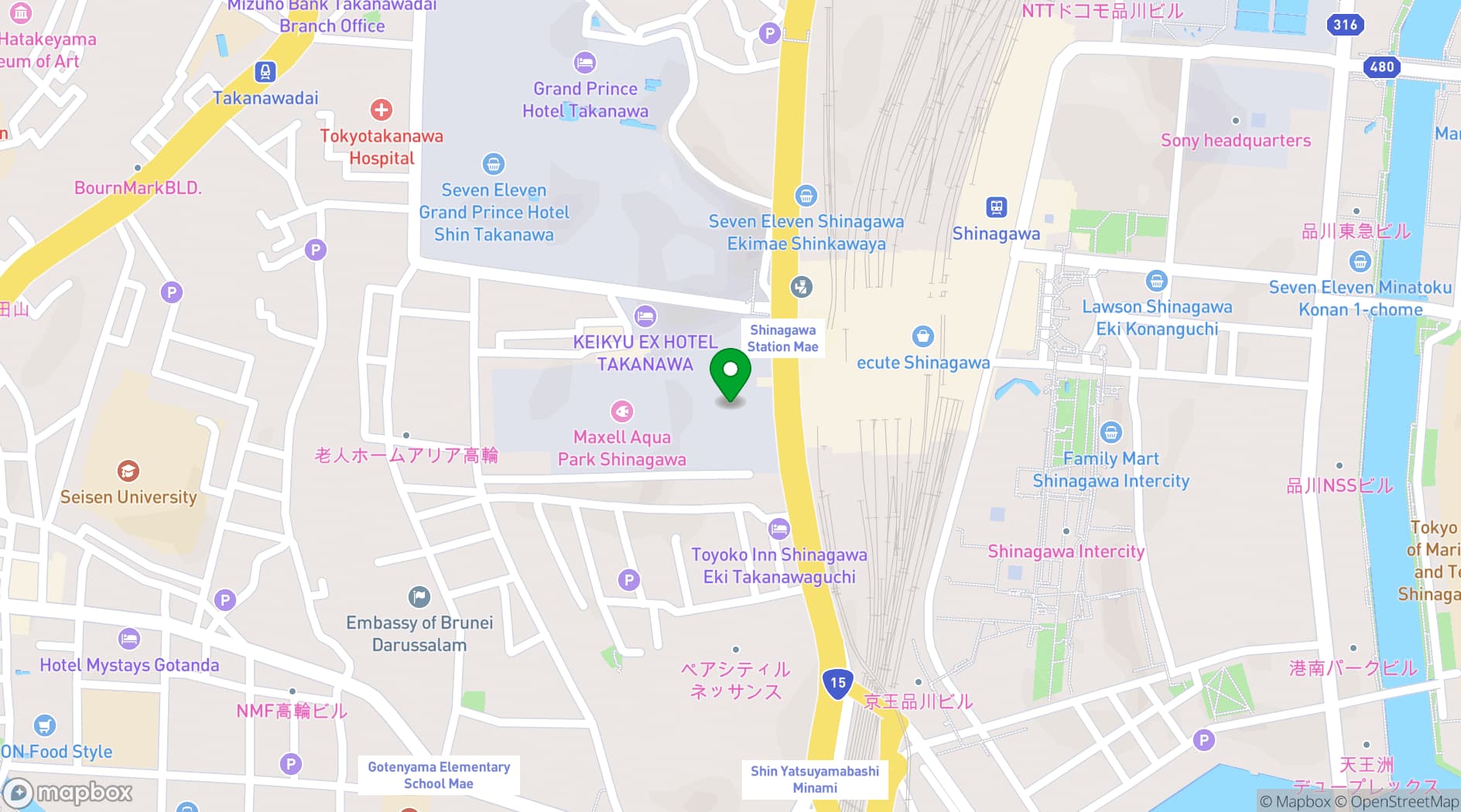 Map showing Takanawa-Shinagawa Prince Hotels & Resorts