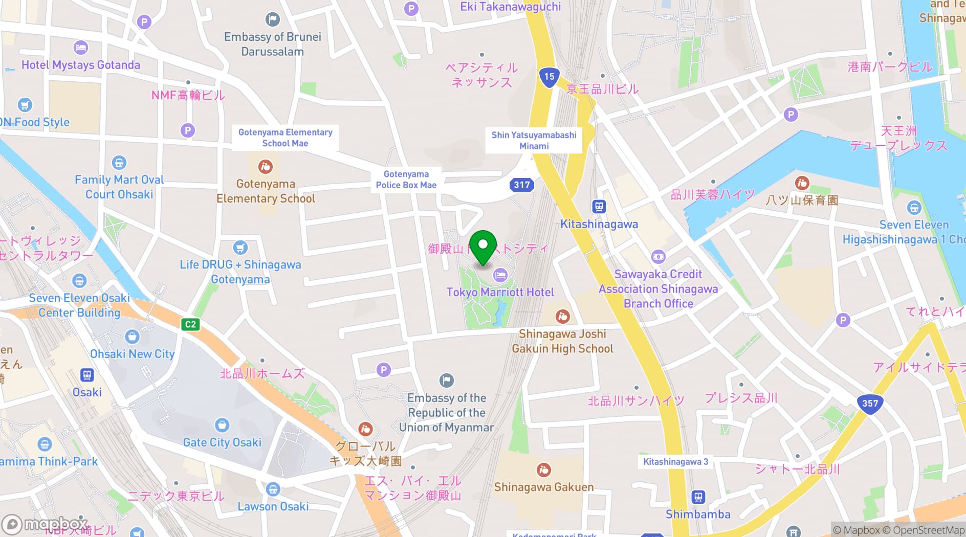 Map showing Tokyo Marriott Hotel