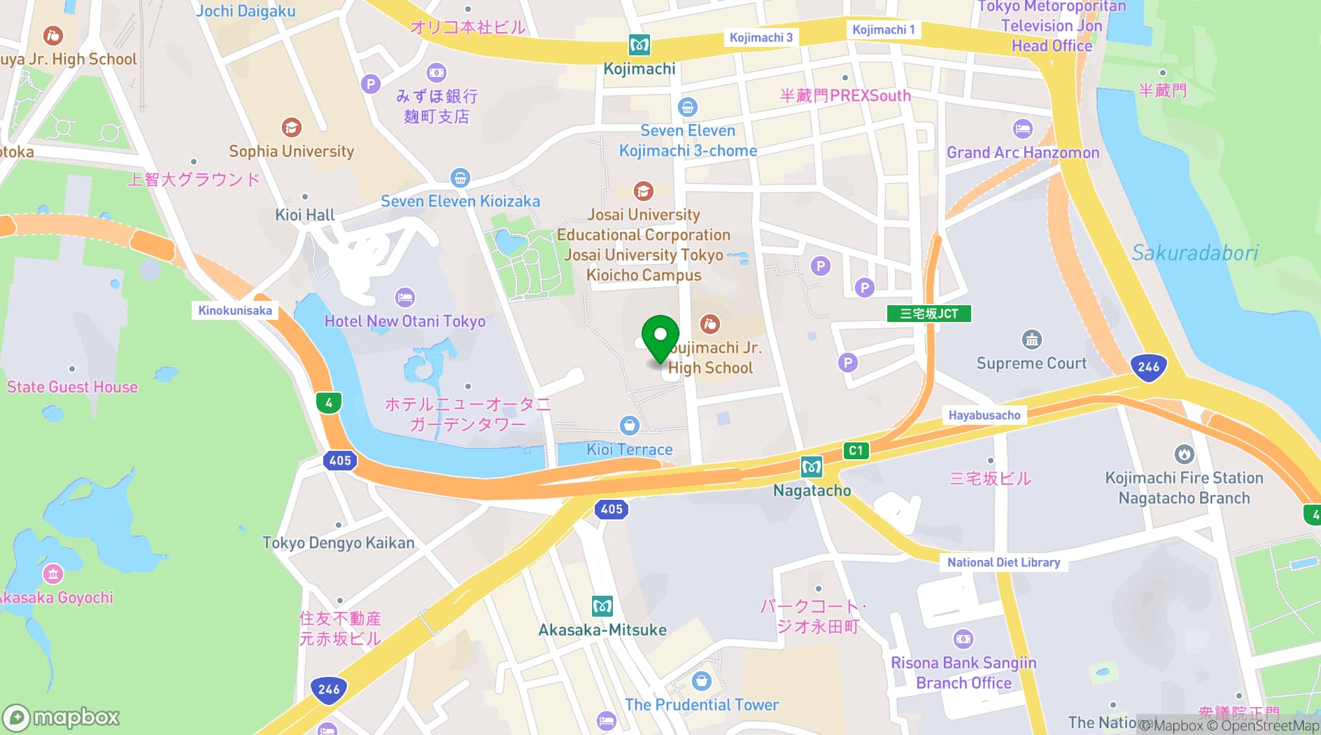 Map showing Tokyo Garden Terrace Kioi Conference