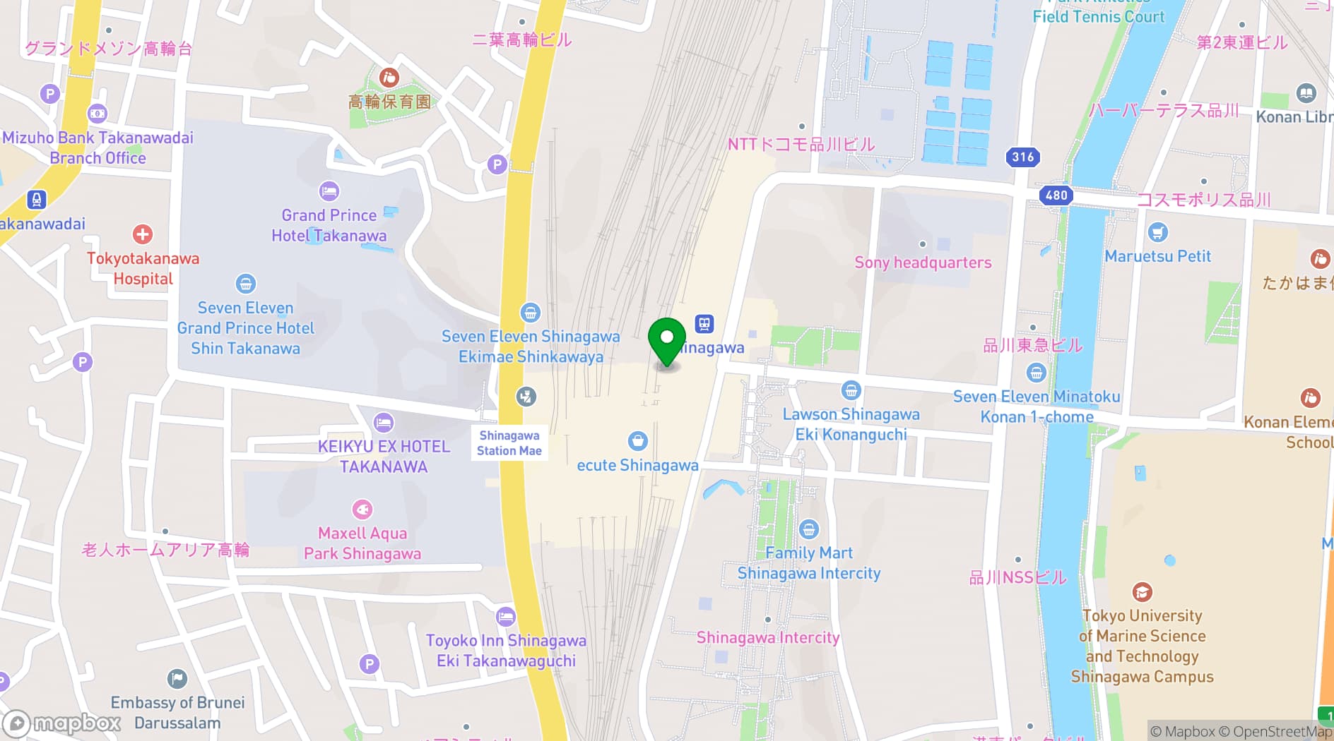 Map showing Tokyo Conference Center Shinagawa