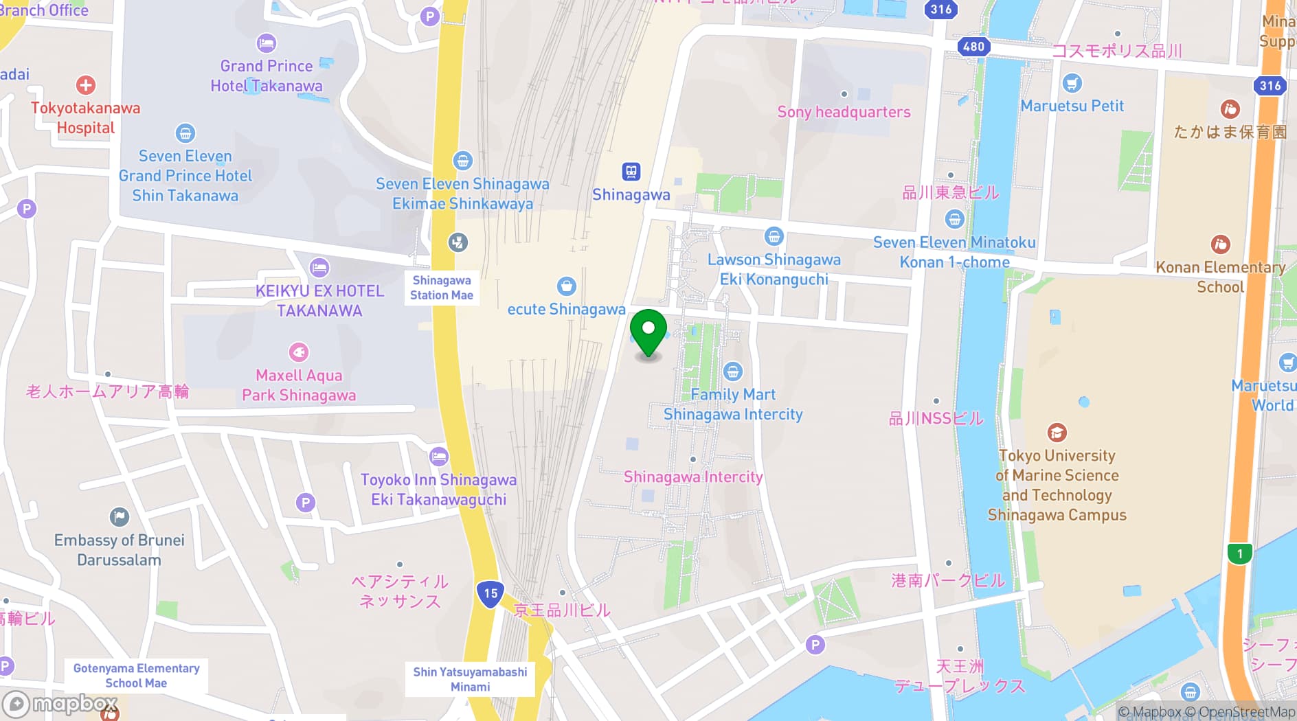 Map showing InterContinental The Strings Tokyo