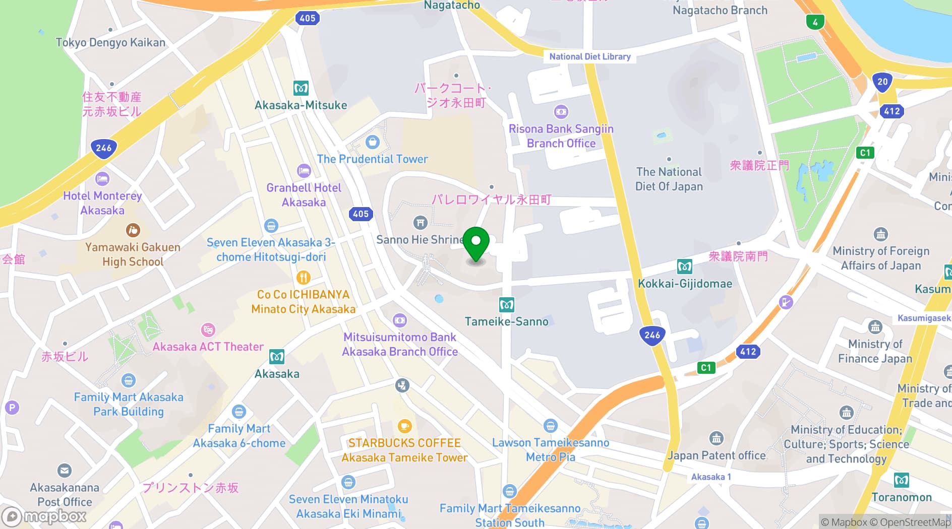 Map showing The Capitol Hotel Tokyu