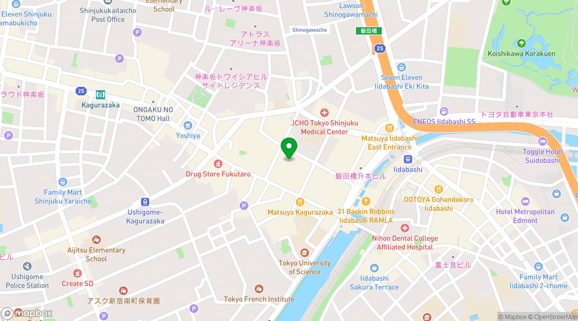 Map showing Mizunara: In Tokyo
