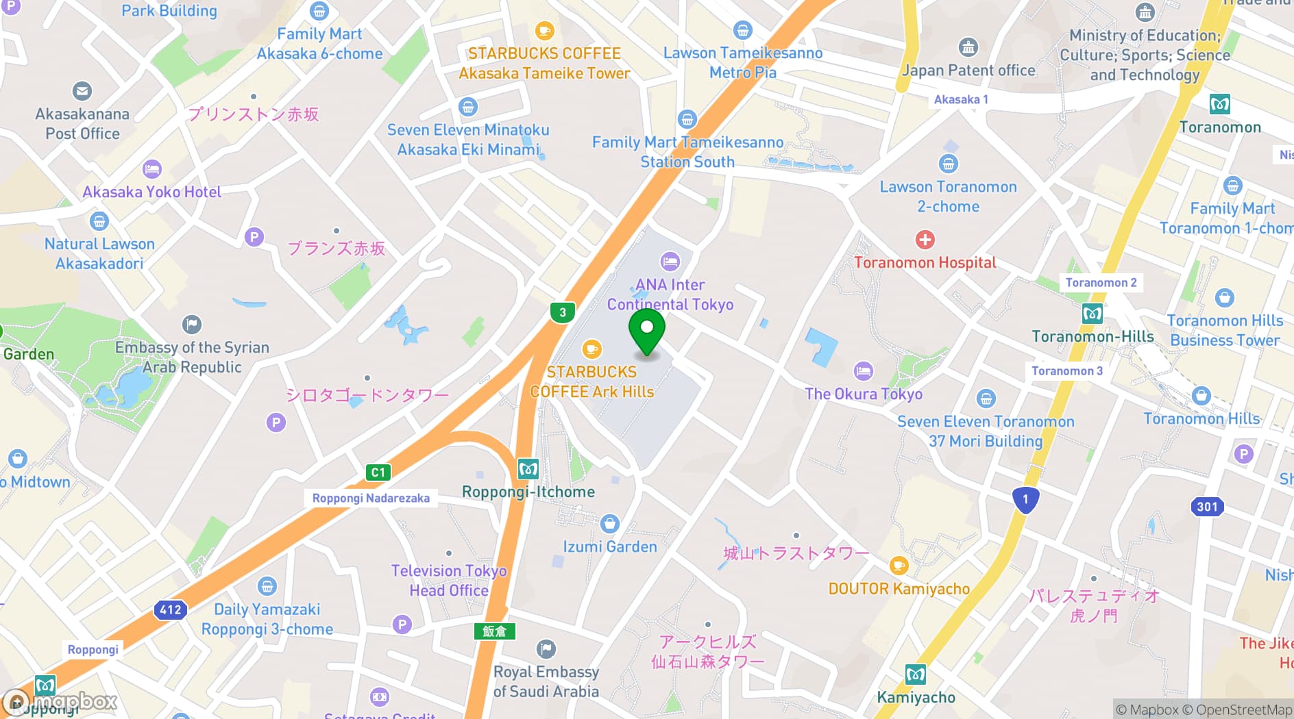 Map showing Suntory Hall