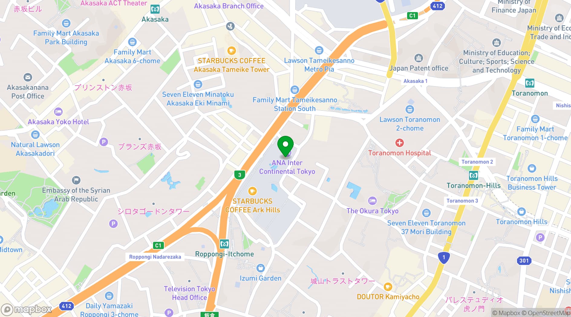Map showing Teppanyaki Akasaka