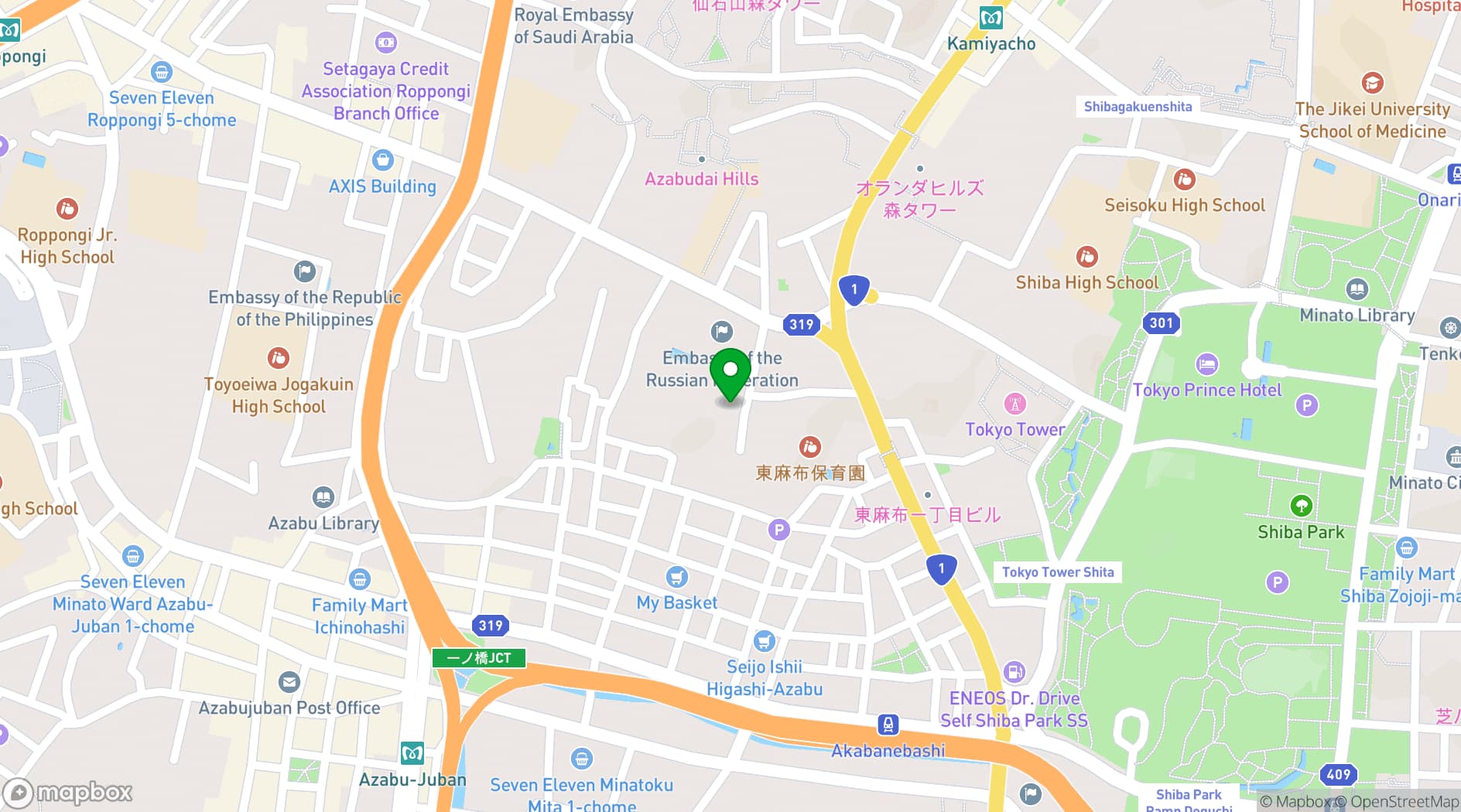 Map showing Tokyo American Club
