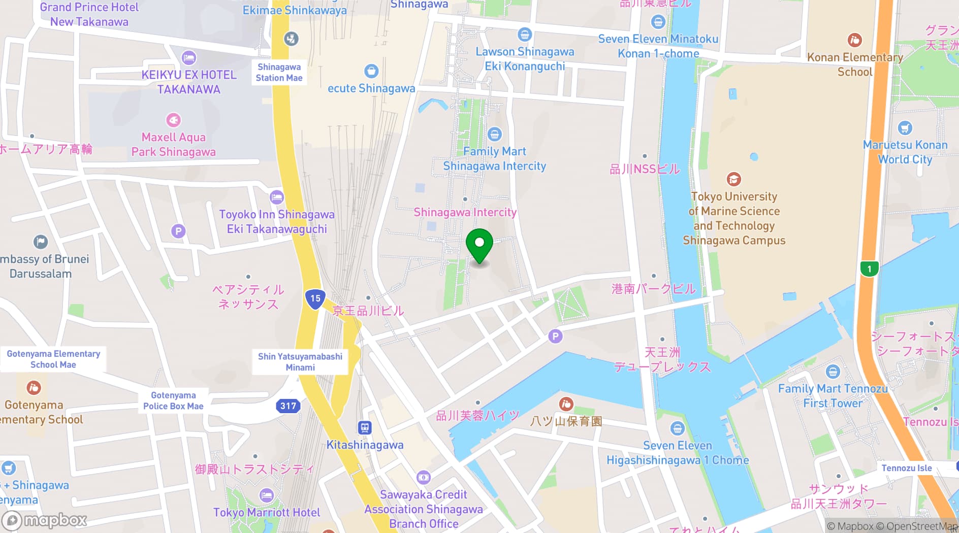 Map showing Shinagawa Intercity Hall & Conference Rooms