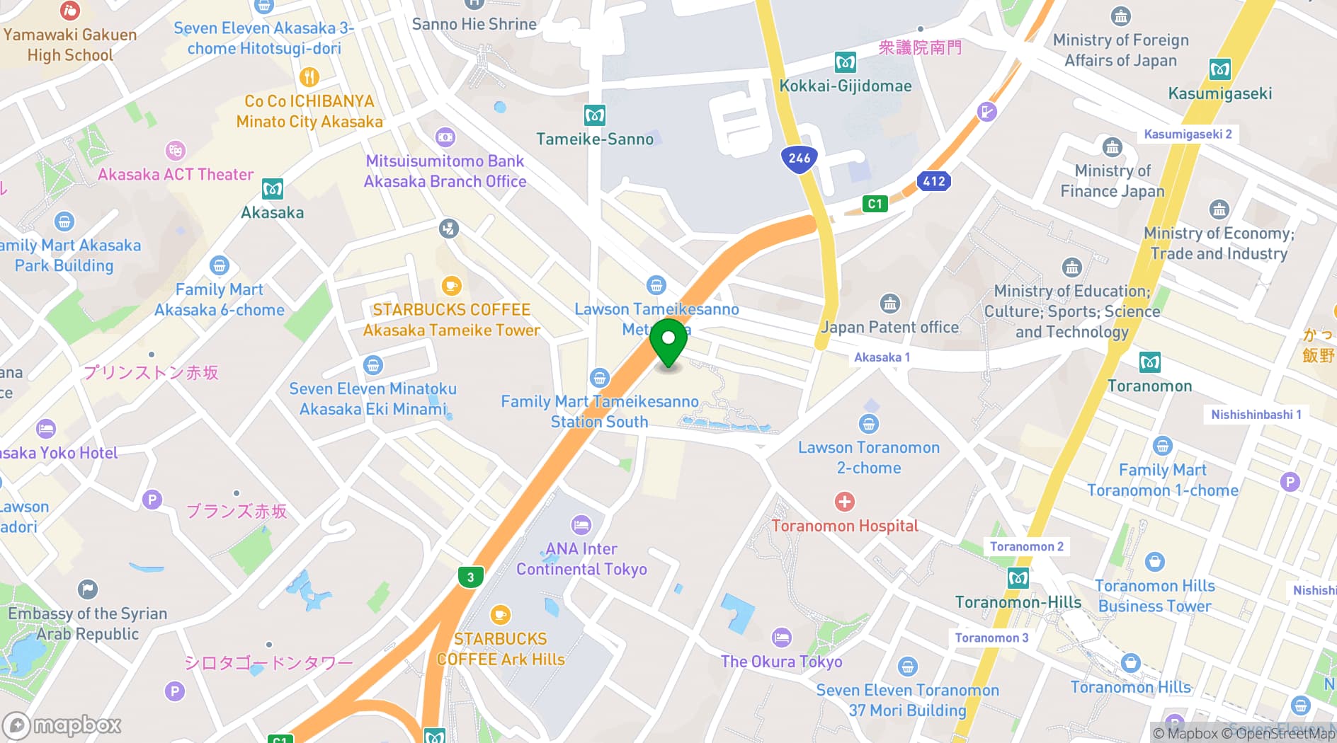 Map showing Akasaka Intercity Conference Center
