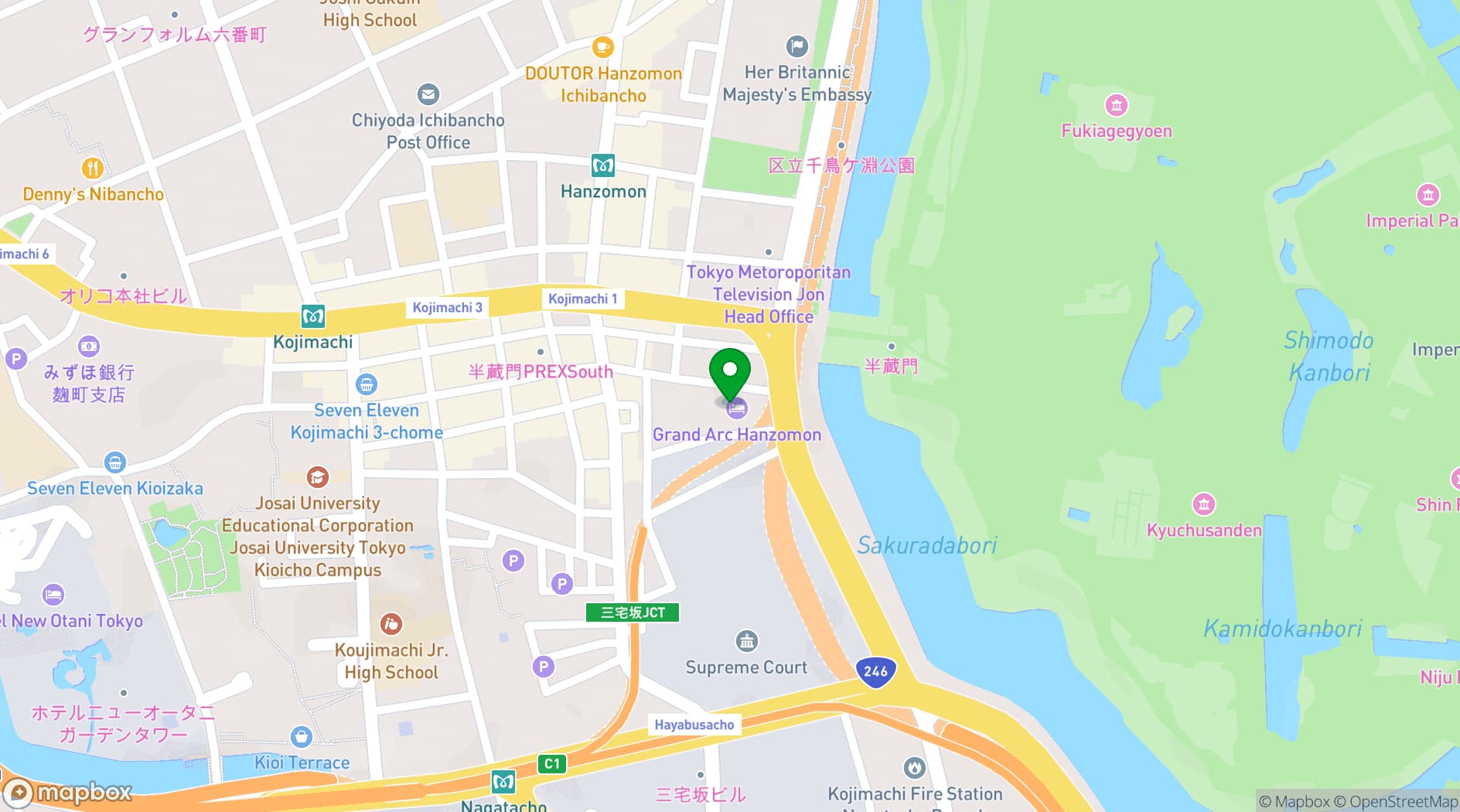 Map showing Hotel Grand Arc Hanzomon