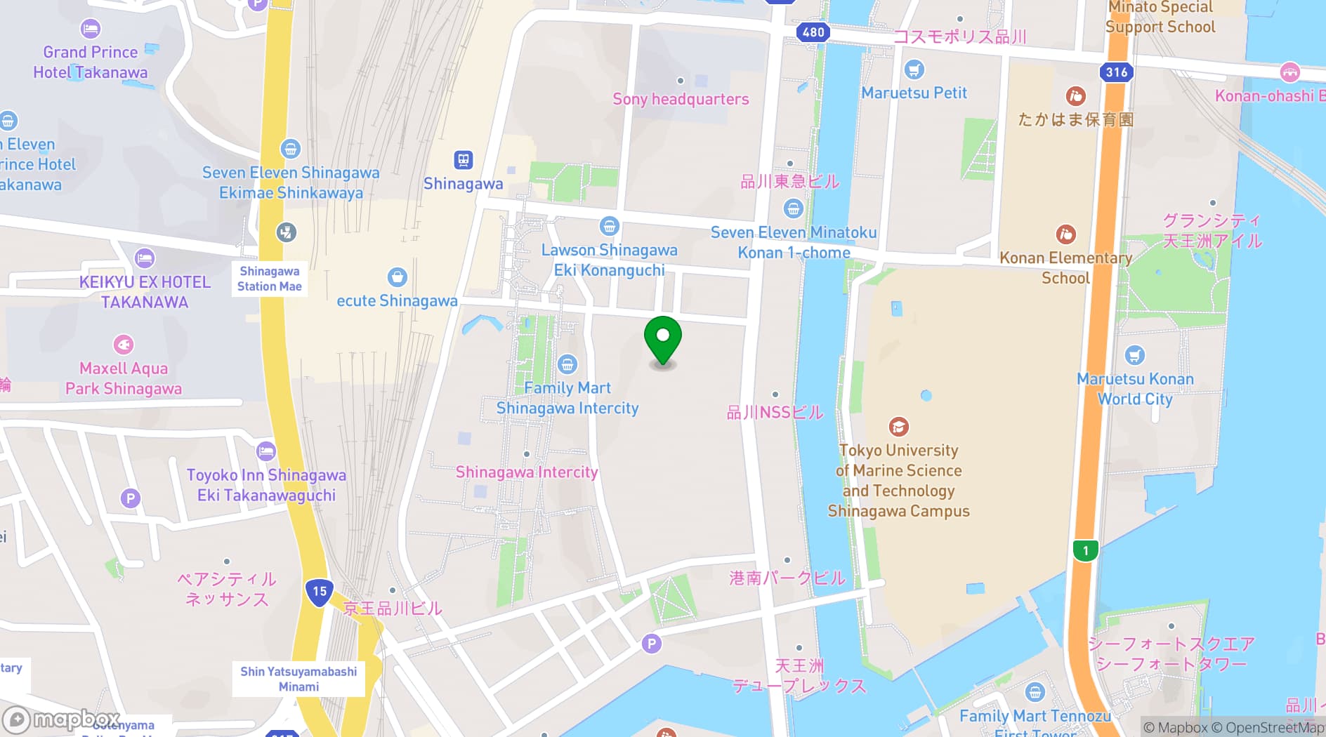 Map showing SHINAGAWA SEASON TERRACE