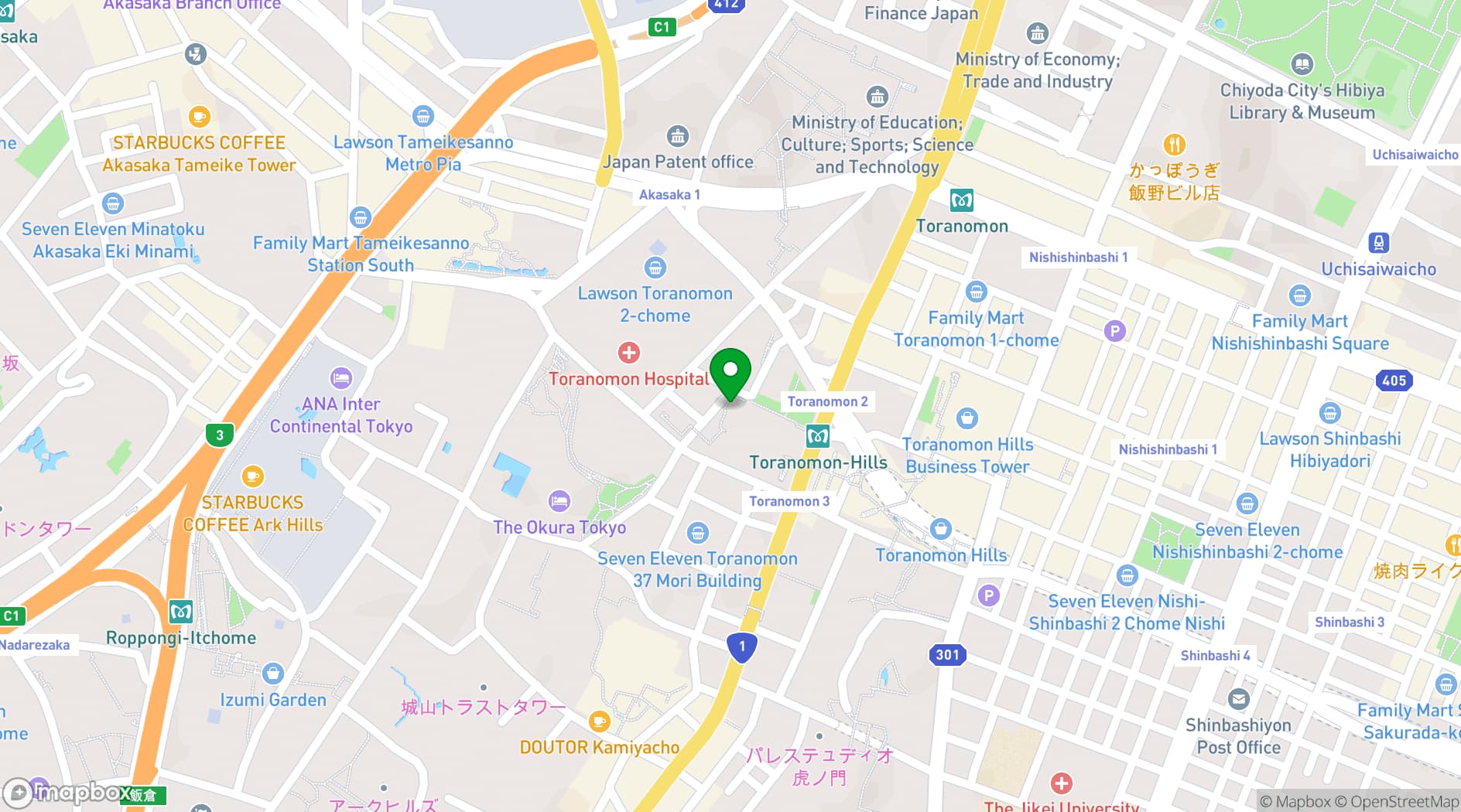 Map showing TOKYO NODE