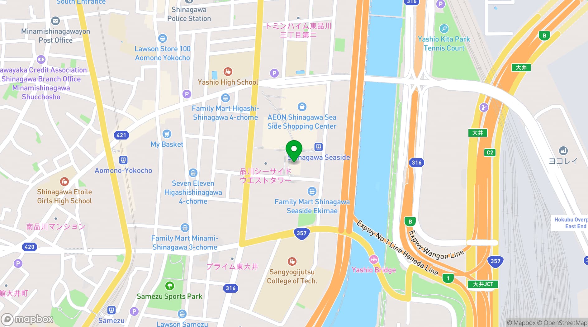 Map showing Loisir Hotel Shinagawa Seaside
