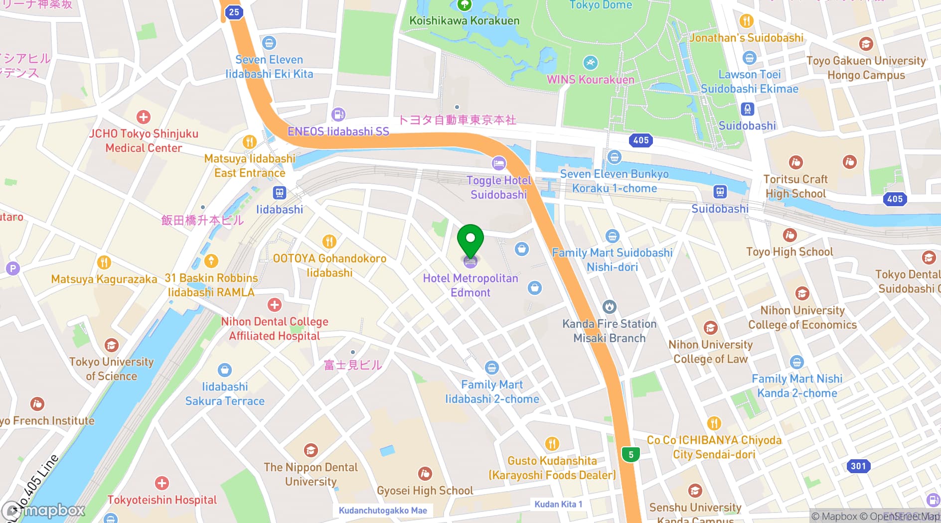 Map showing Hotel Metropolitan Edmont Tokyo