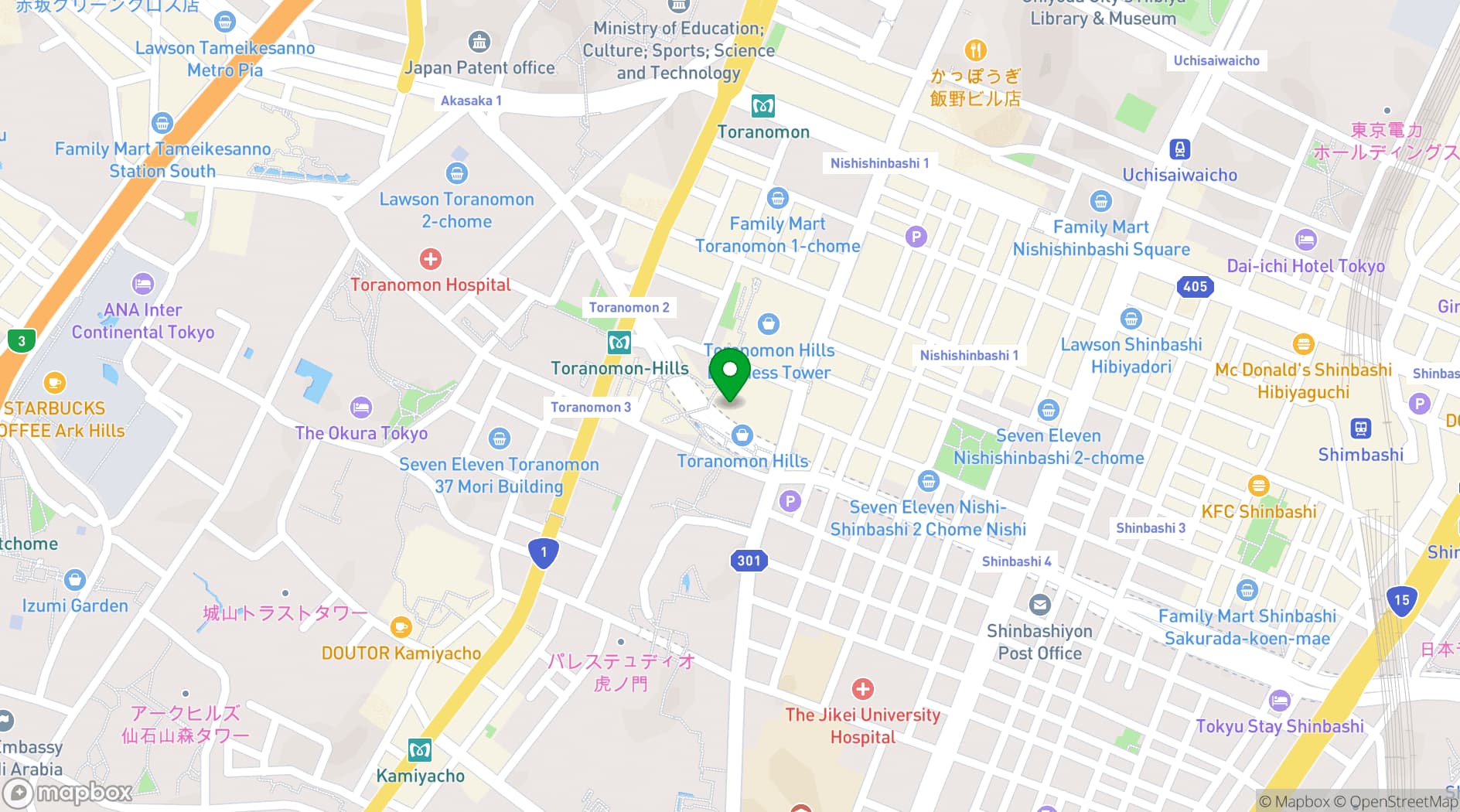 Map showing Andaz Tokyo