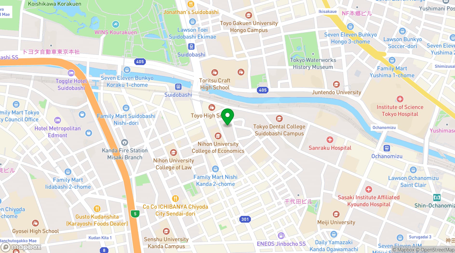 Map showing Hotel Niwa Tokyo