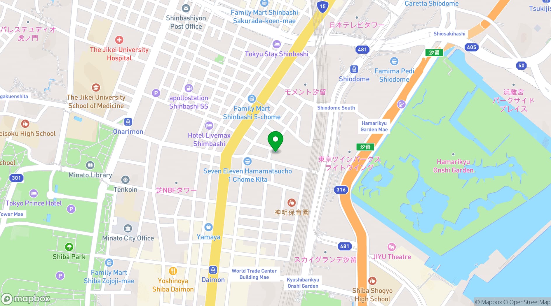 Map showing Mitsui Garden Hotel Shiodome Italia-gai