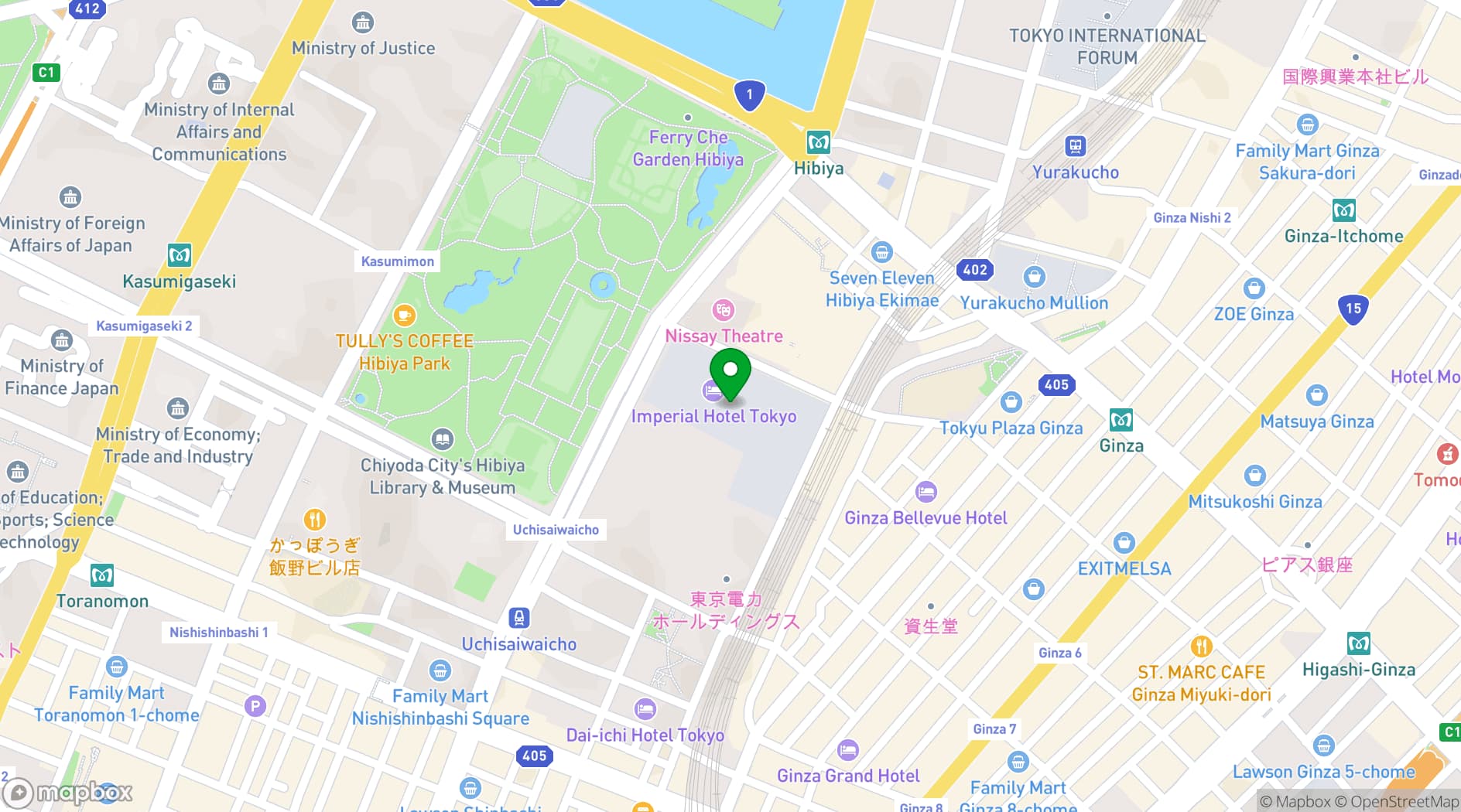 Map showing Tokyo Nadaman