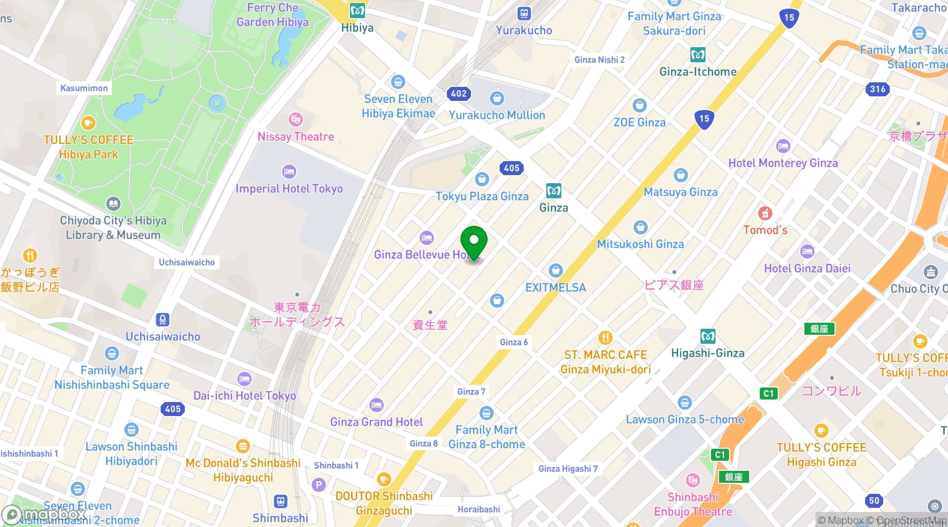 Map showing NAMIKI667 at Hyatt Centric Ginza Tokyo