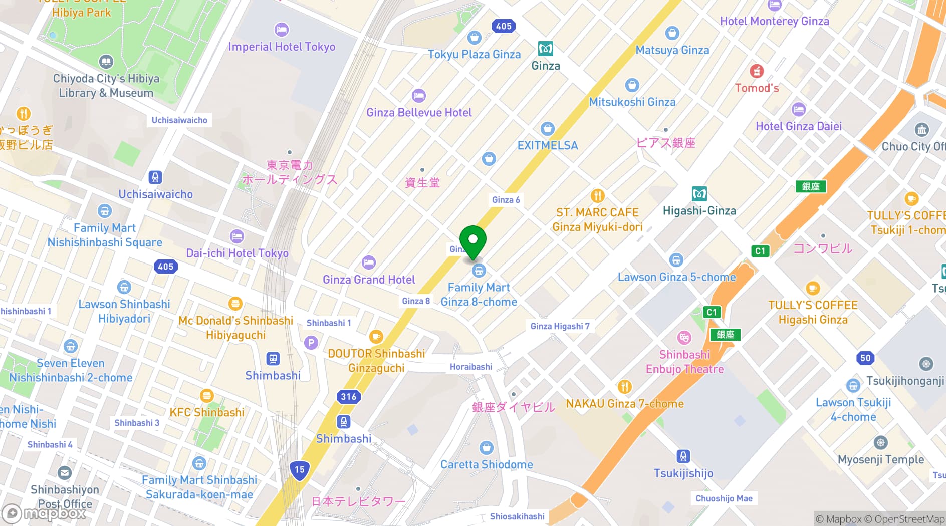 Map showing The Royal Park Canvas - Ginza 8