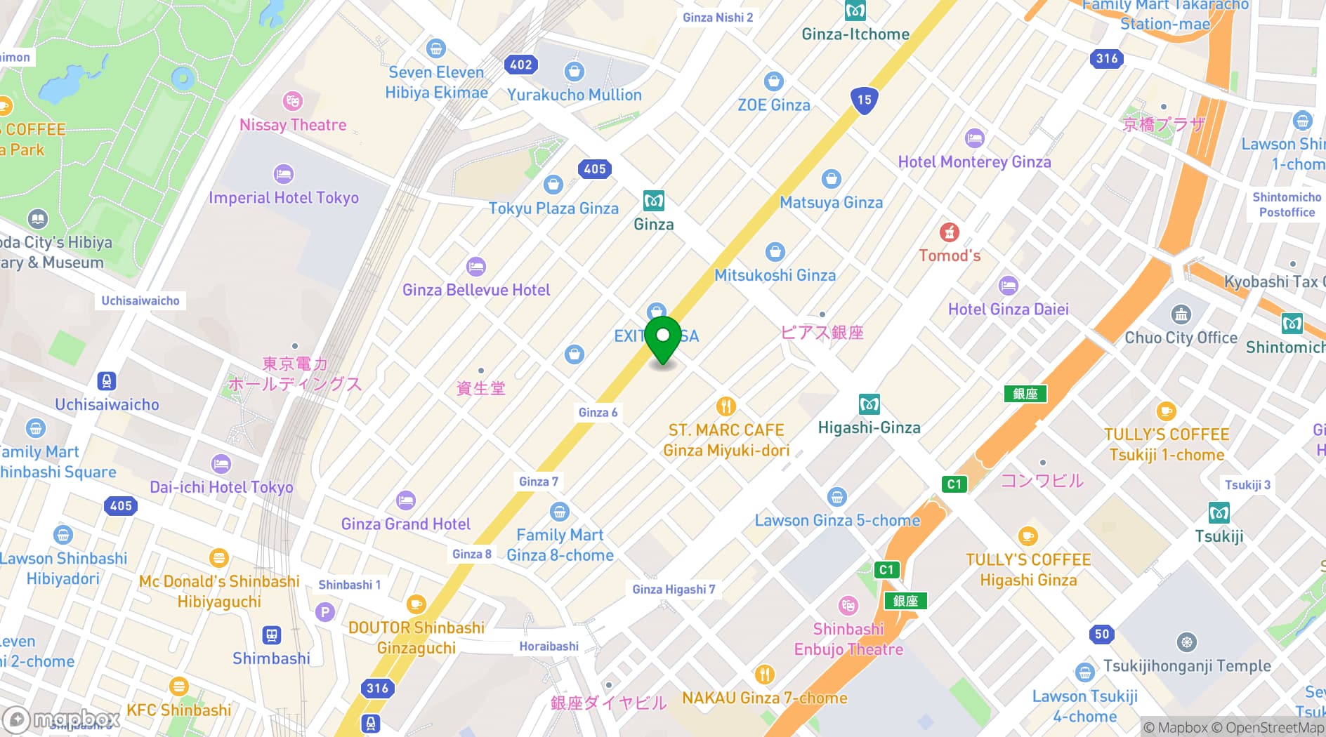 Map showing GINZA SIX