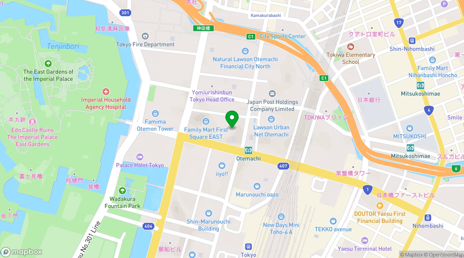 Map showing Aman Tokyo