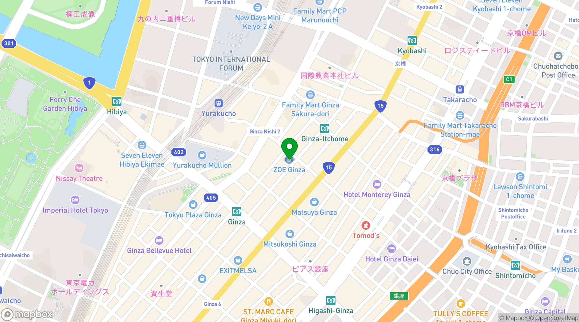 Map showing CITY CLUB OF TOKYO